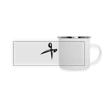 Schere - Panorama Emaille-Tasse - Weiß - Vorne