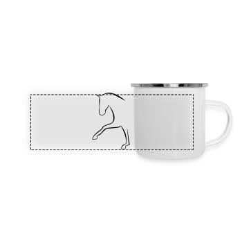 Dressurpferd - Panorama Emaille-Tasse - Weiß - Vorne