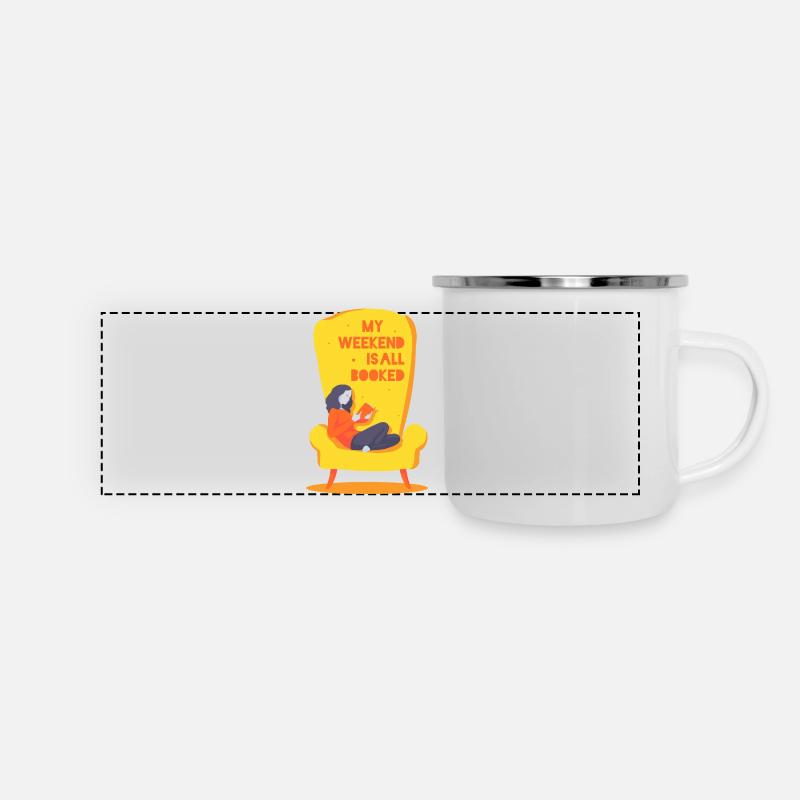 My weekend is all booked - Panorama Emaille-Tasse - Weiß