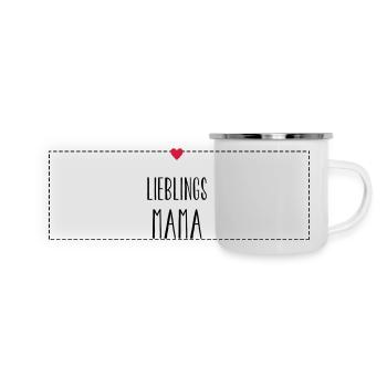 Mama Lieblingsmama Herz Geschenk Muttertag - Panorama Emaille-Tasse - Weiß - Vorne