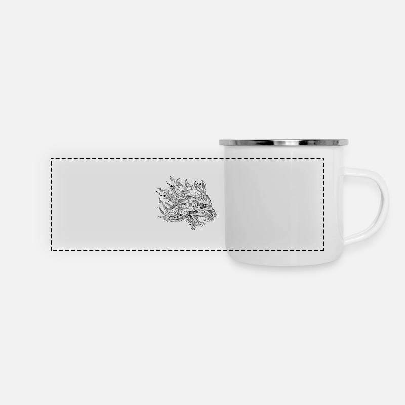 handgezeichnet drache - Panorama Emaille-Tasse - Weiß