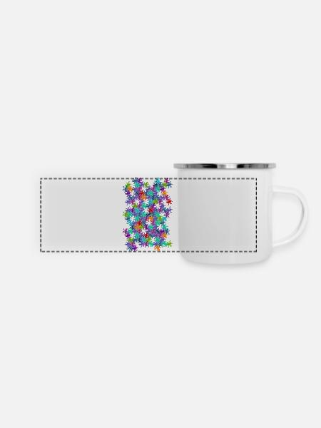 Escher Reptilien Mosaik bunt - Panorama Emaille-Tasse - Weiß