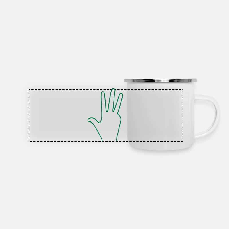 Hand Finger 4 - Panorama Emaille-Tasse - Weiß
