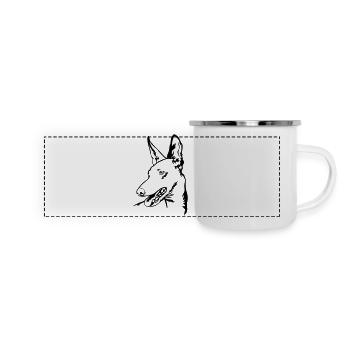 Podenco Kopf - Panorama Emaille-Tasse - Weiß - Vorne