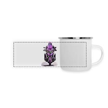 GS Motorradfahrer lila - Panorama Emaille-Tasse - Weiß - Vorne