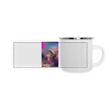 Samurai Krieger Engel Endkampf Pastell Kunstwerk - Panorama Emaille-Tasse - Weiß - Vorne