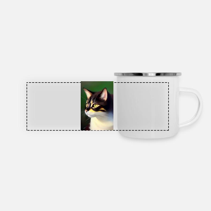Katzen Bild - Panorama Emaille-Tasse - Weiß
