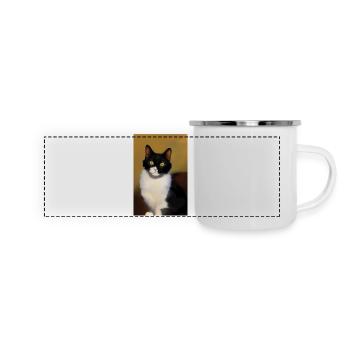Katzen Bild - Panorama Emaille-Tasse - Weiß - Vorne