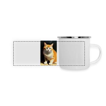 Katzen Bild - Panorama Emaille-Tasse - Weiß - Vorne