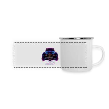Voiture néon vintage futuriste - Mug panoramique émaillé - blanc - Devant