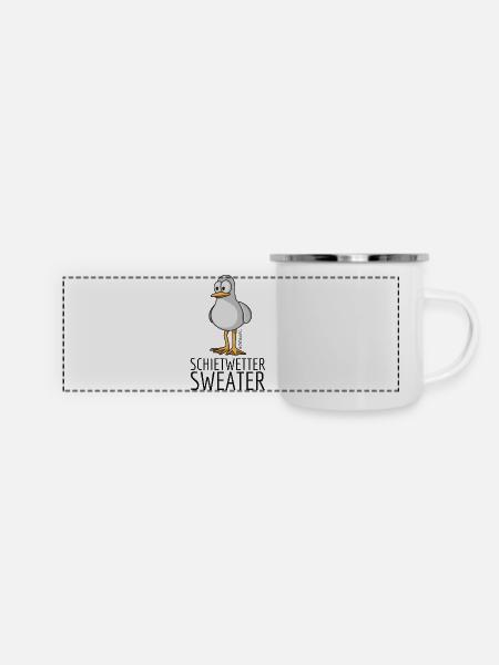 Schietwetter Sweater - Panorama Emaille-Tasse - Weiß