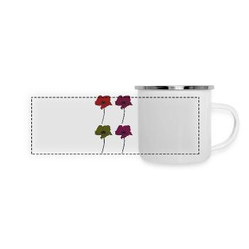 Coquelicot 4x - Mug panoramique émaillé - blanc - Devant