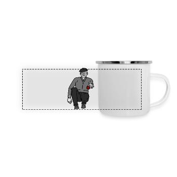 Joueur de pétanque gaucher - Mug panoramique émaillé - blanc - Devant