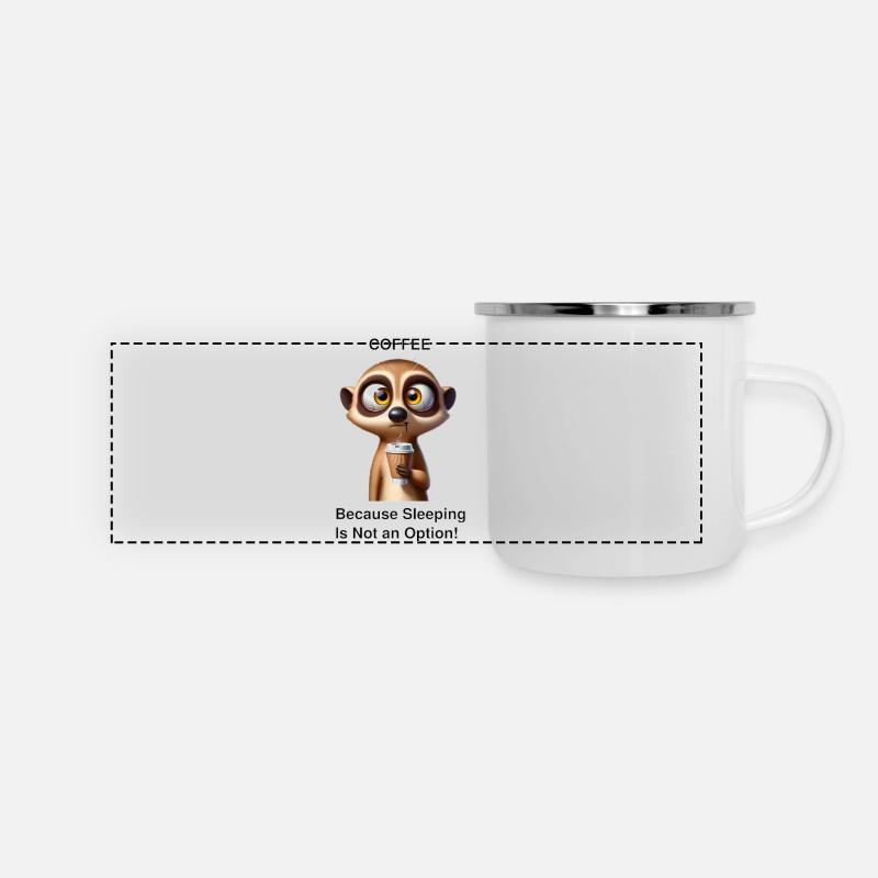 Suricate fatigué au café - Mug panoramique émaillé - blanc