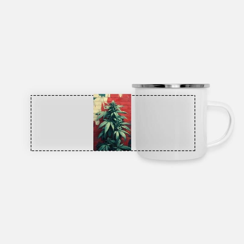 Cannabis Graffiti Green Wall - Panoramic Camper Mug - white