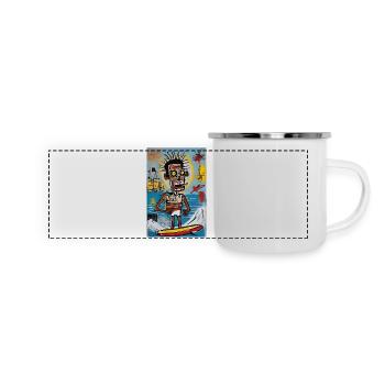 Urban Surfer - Abstrakter Stil - Panorama Emaille-Tasse - Weiß - Vorne