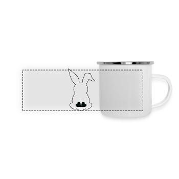 Osterhase von hinten 🐰 - Panorama Emaille-Tasse - Weiß - Vorne