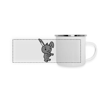 Hase Umarmung Häschen Nagetier Kleintier niedlich - Panorama Emaille-Tasse - Weiß - Vorne