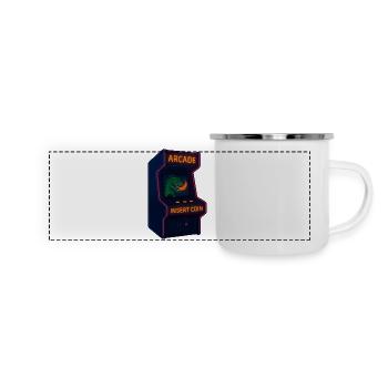 Dino Arcade Neon Pixel - Panorama Emaille-Tasse - Weiß - Vorne