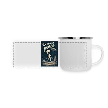 Un gentil petit extraterrestre sort de son OVNI - Mug panoramique émaillé - blanc - Devant