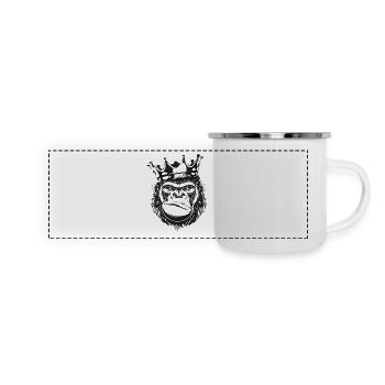 Gorilla with crown - Panoramic Camper Mug - white - Front