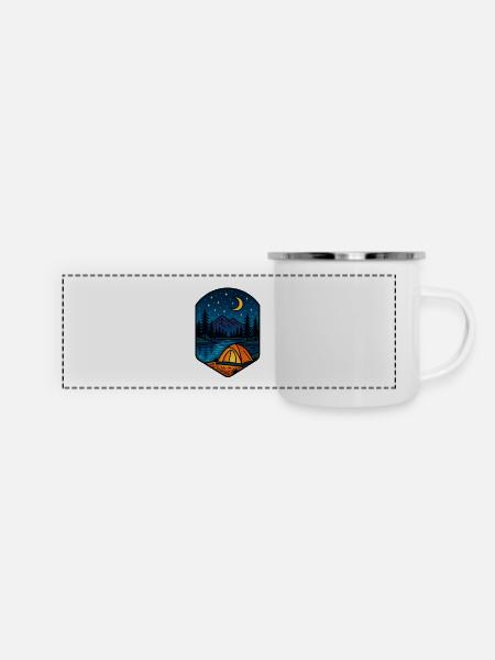 Flucht aus dem Sternensee - Panorama Emaille-Tasse - Weiß