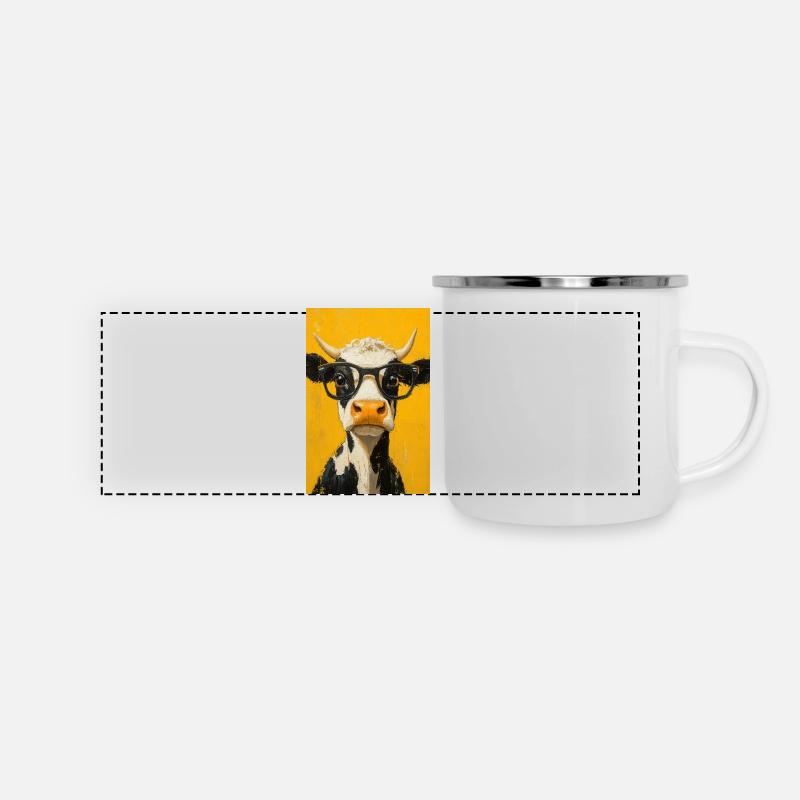 Cool Cow with Glasses - Panoramic Camper Mug - white
