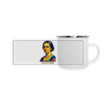 WPAP Polygon Portrait Clara Schumann Komponistin - Panorama Emaille-Tasse - Weiß - Vorne