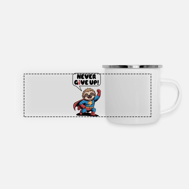 Never give up sloth - Panoramic Camper Mug - white