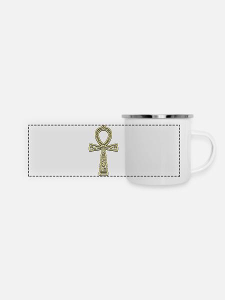 ANKH Ägyptische Symbolik - Panorama Emaille-Tasse - Weiß