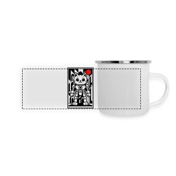 Katzenroboter in Space mit rotem Planeten - Panorama Emaille-Tasse - Weiß - Vorne