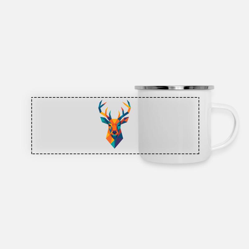 Tête de cerf | Impression de cerf / Impression / Design - Mug panoramique émaillé - blanc