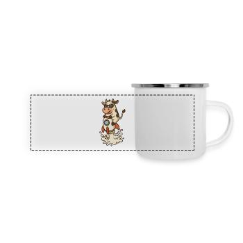 Lancement de la fusée Funny Cow - Mug panoramique émaillé - blanc - Devant