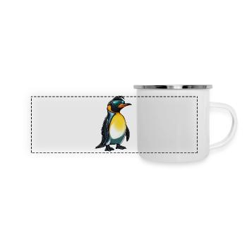lustiger Pinguin mit Sonnenbrille :) - Panorama Emaille-Tasse - Weiß - Vorne