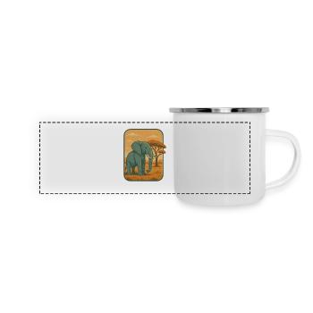 Savanna Elephant Vintage Panel - Panoramic Camper Mug - white - Front