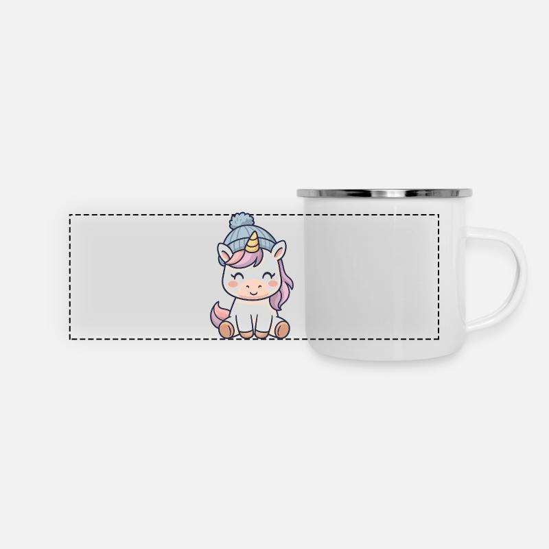 Cuddly unicorn with hat - Panoramic Camper Mug - white