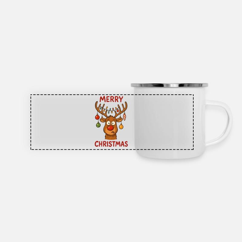 Rudolph with fairy lights Christmas - Panoramic Camper Mug - white