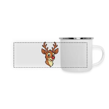 Papa Rentier Rudolph Weihnachten Merry Name - Panorama Emaille-Tasse - Weiß - Vorne