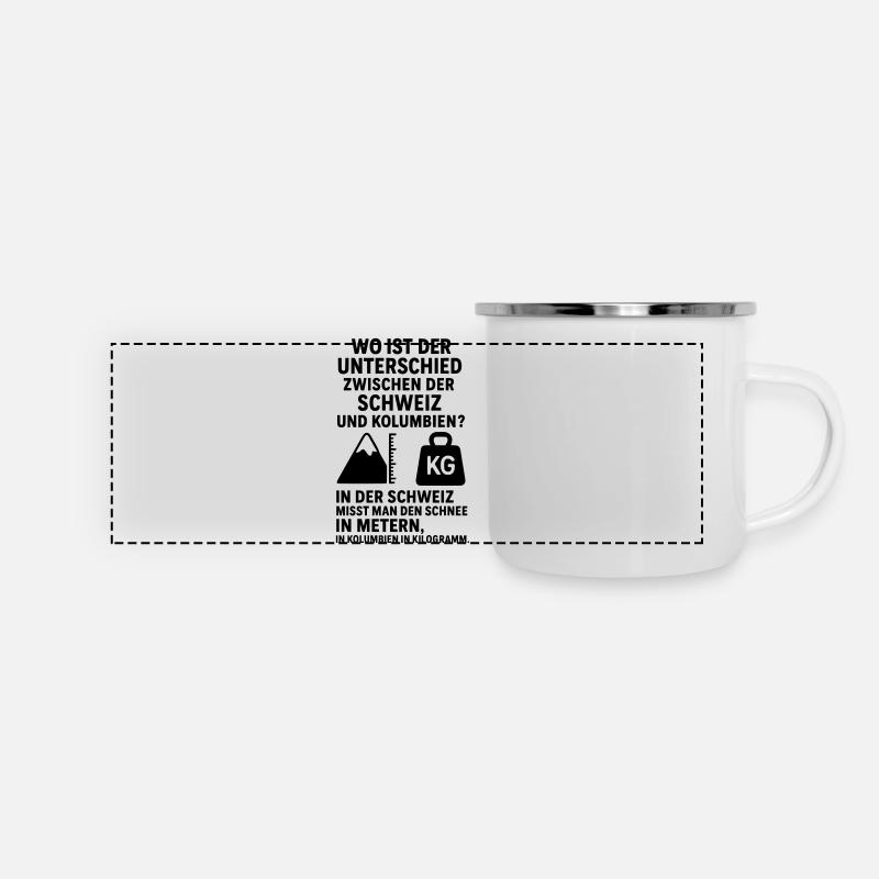 Blague de neige Suisse Colombie Mètre Kilogramme - Mug panoramique émaillé - blanc