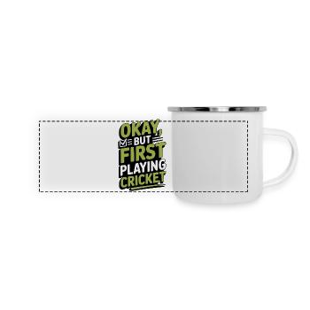 Lustiges Kricket Spruch Vintage Cricket Spiel - Panorama Emaille-Tasse - Weiß - Vorne