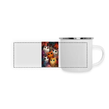 Jardin kaléidoscopique des chats - Mug panoramique émaillé - blanc - Devant