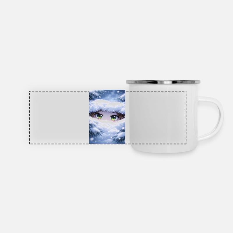 Anime eyes in the snow flurry - Panoramic Camper Mug - white