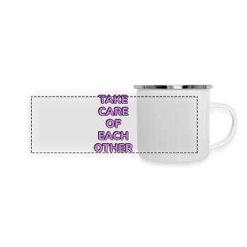 Passt aufeinander auf - Panorama Emaille-Tasse - Weiß - Vorne
