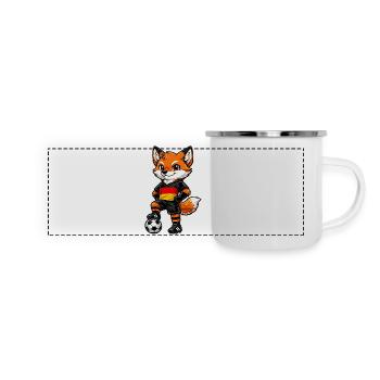 Fußball Fuchs Deutschland Fan Deutsche Flagge - Panorama Emaille-Tasse - Weiß - Vorne