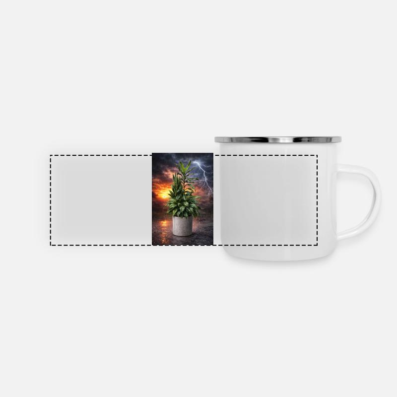 Plant in the storm light - Panoramic Camper Mug - white