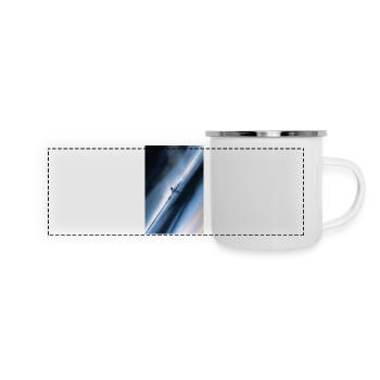 Cavalier de neige diagonal bleu - Mug panoramique émaillé - blanc - Devant