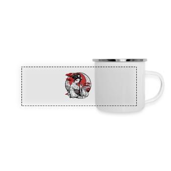 Geisha / Chinois / Japonais / Anime / Bande dessinée - Mug panoramique émaillé - blanc - Devant