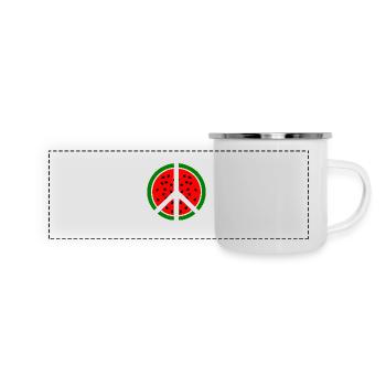 Wassermelone peace symbol - Panorama Emaille-Tasse - Weiß - Vorne