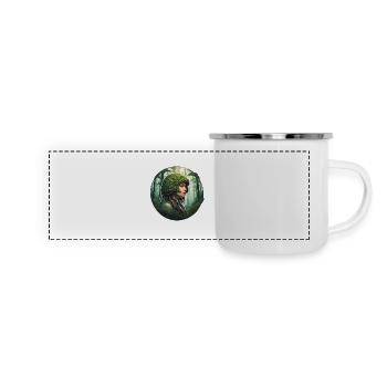 Wald Frau / grün / Waldbewohner / Bäume / Gras - Panorama Emaille-Tasse - Weiß - Vorne