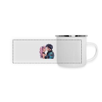 80er Jahre New Wave - Panorama Emaille-Tasse - Weiß - Vorne